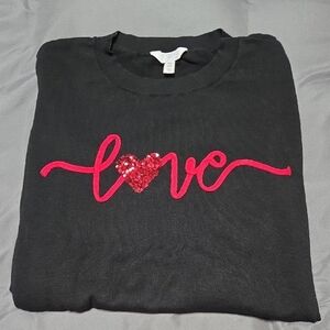 Time and Tru XXL Black Long Sleeve "LOVE" Sweater